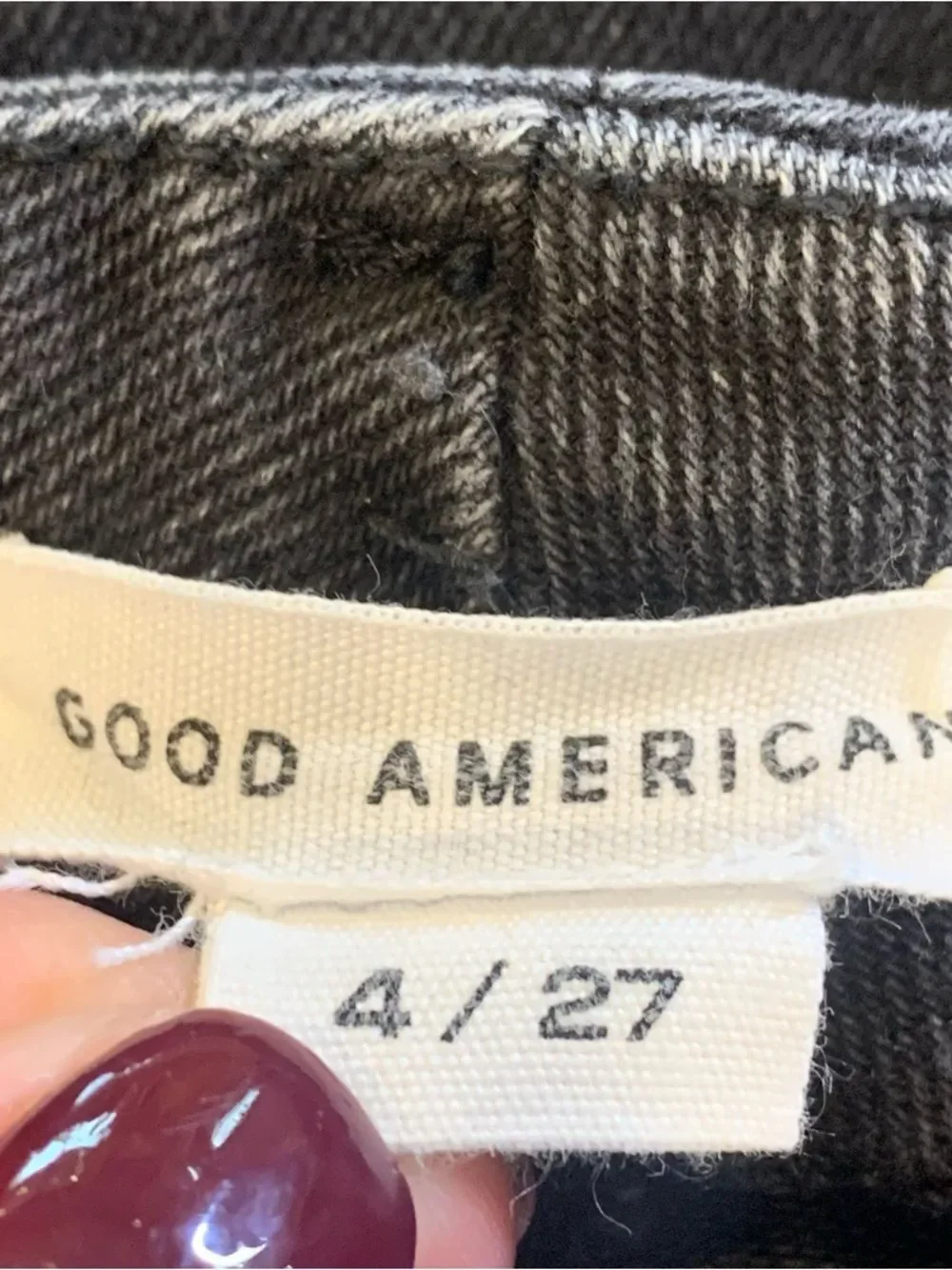Good American Black Jeans Size 4/27 Raw Sharkbite Hem